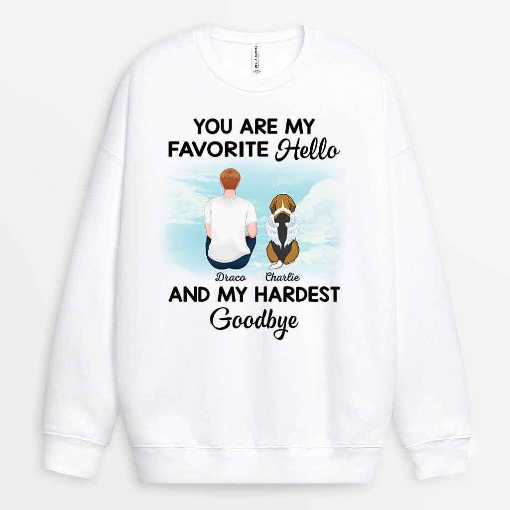 You Are My Favorite Hello And My Hardest Goodbye Sweatshirt - Custom Pet Memorial Gifts for Dog Dad