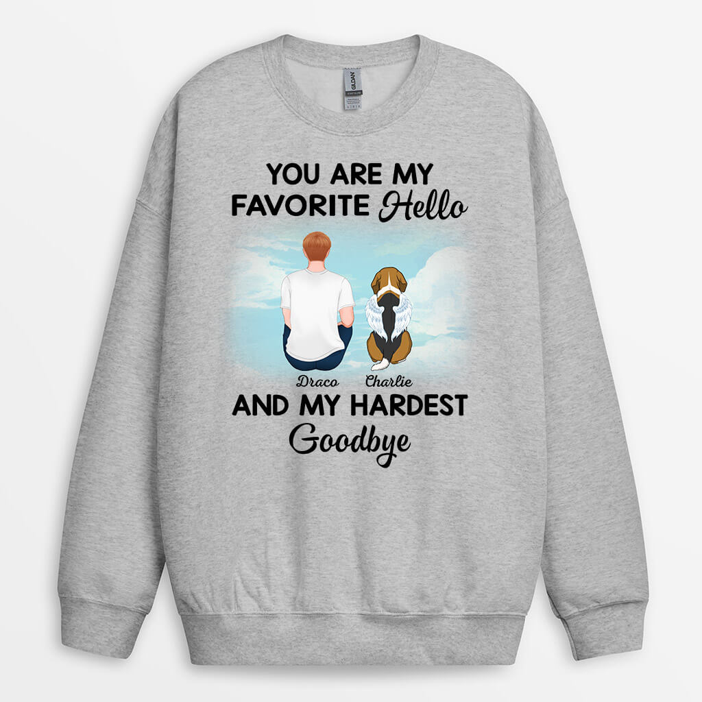 You Are My Favorite Hello And My Hardest Goodbye Sweatshirt - Custom Pet Memorial Gifts for Dog Dad