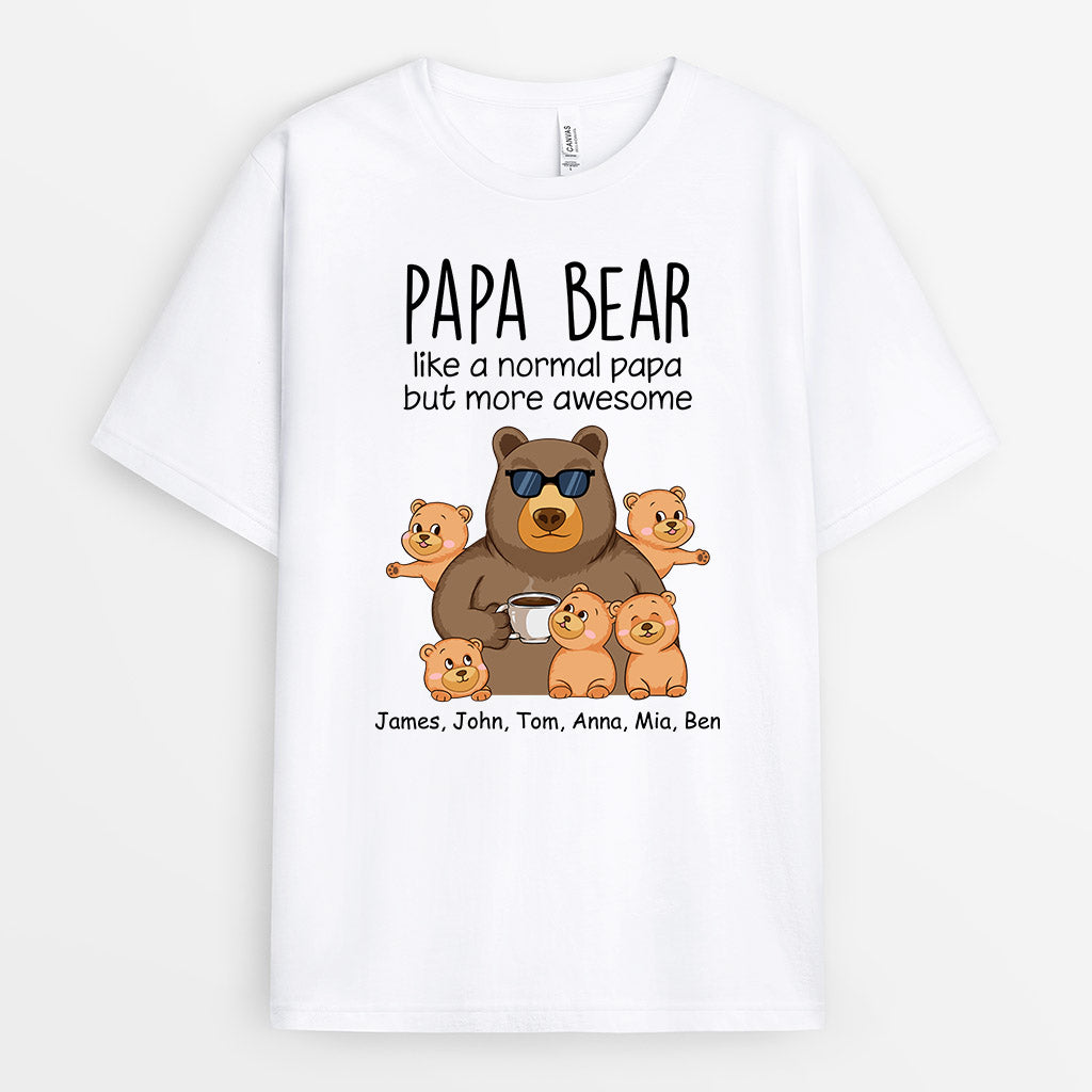 Papa/Grandpa Cool And Awesome Bear T-shirt - Custom Gifts For Grandpa/Dad
