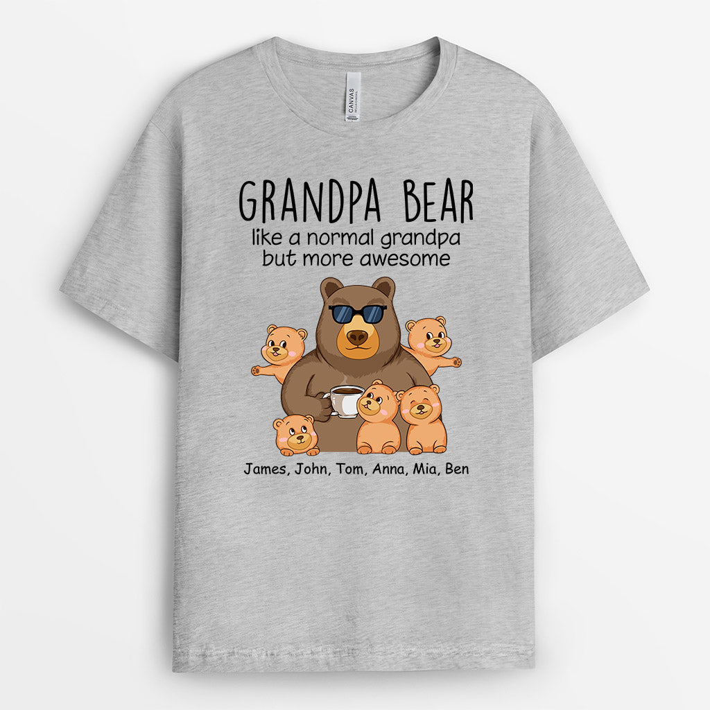 Papa/Grandpa Cool And Awesome Bear T-shirt - Custom Gifts For Grandpa/Dad
