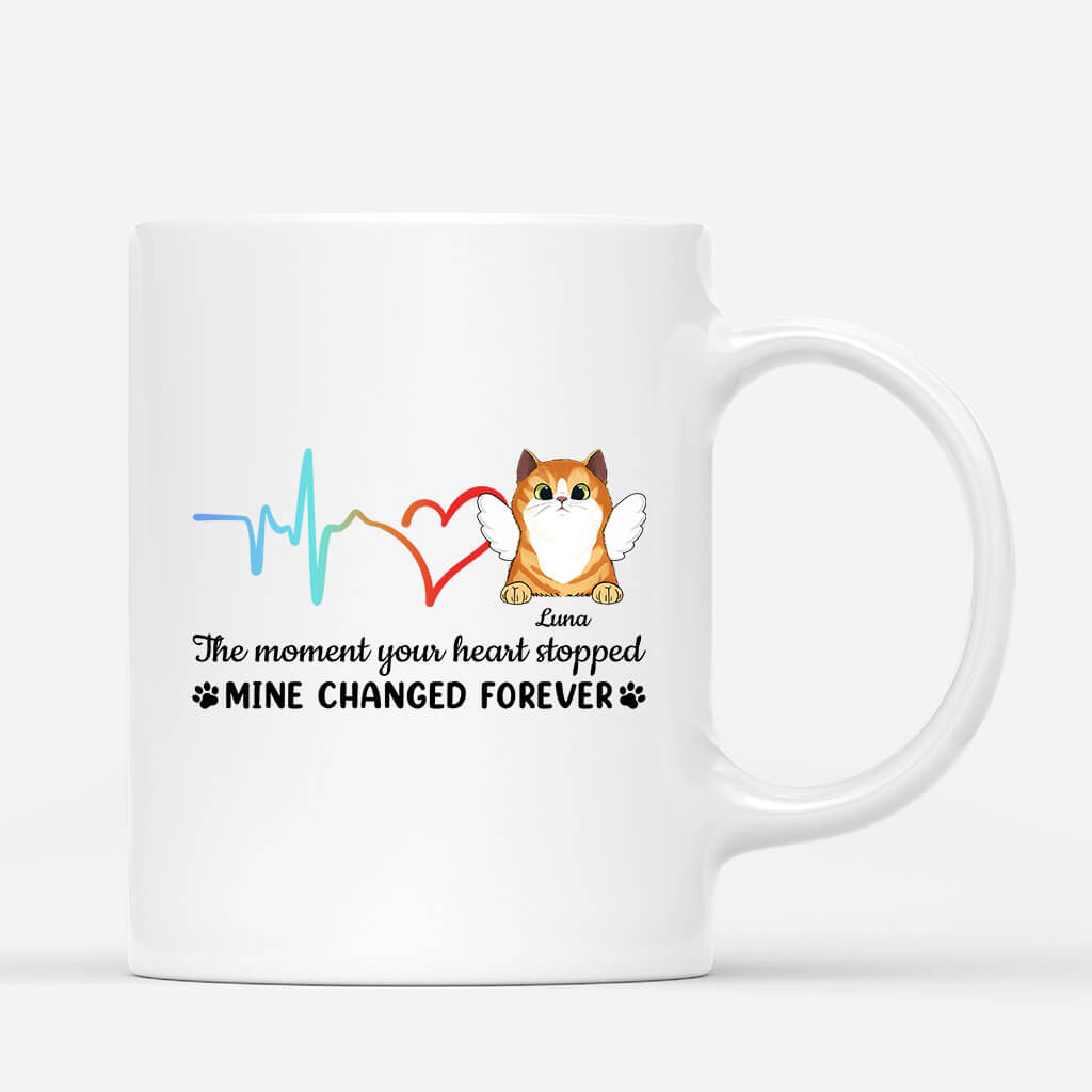 Your Heart Stopped Mine Changed Forever - Custom Cat Coffee Mug