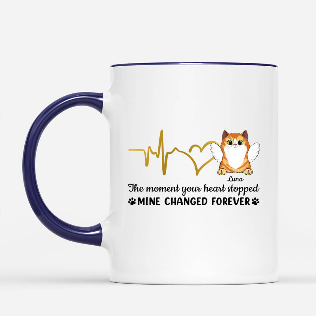 Your Heart Stopped Mine Changed Forever - Custom Cat Coffee Mug