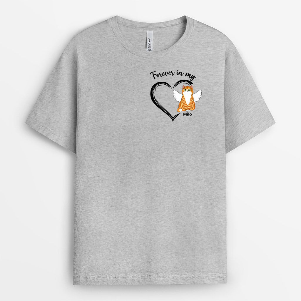 Personalized Forever In My Heart T-Shirt | Cat Memorial Gift