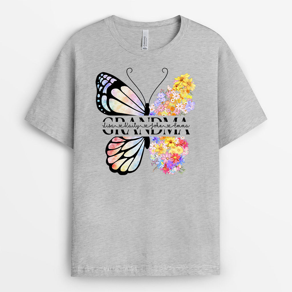 Personalized Mommy/Grandma Beautiful Butterfly Design T-shirt