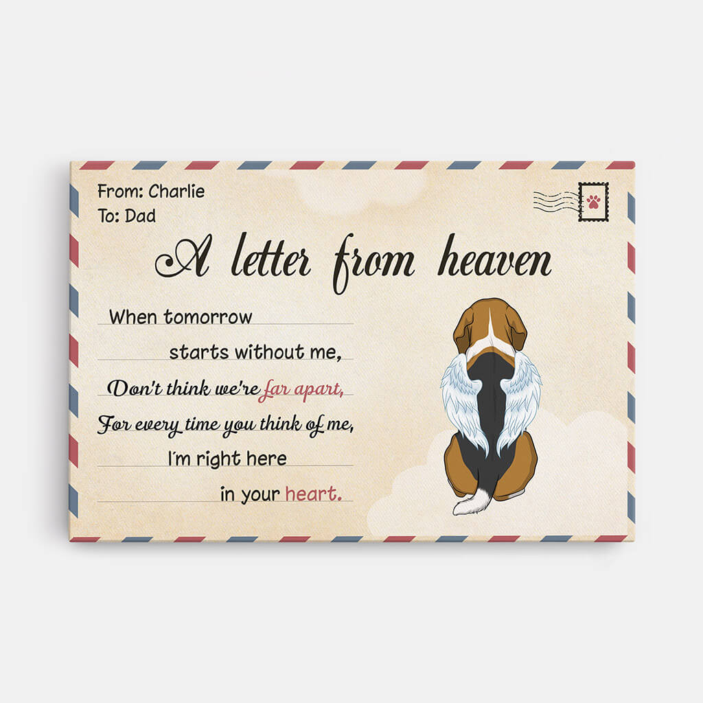 Personalized My Lovely Dog's Letter From Heaven Canvas