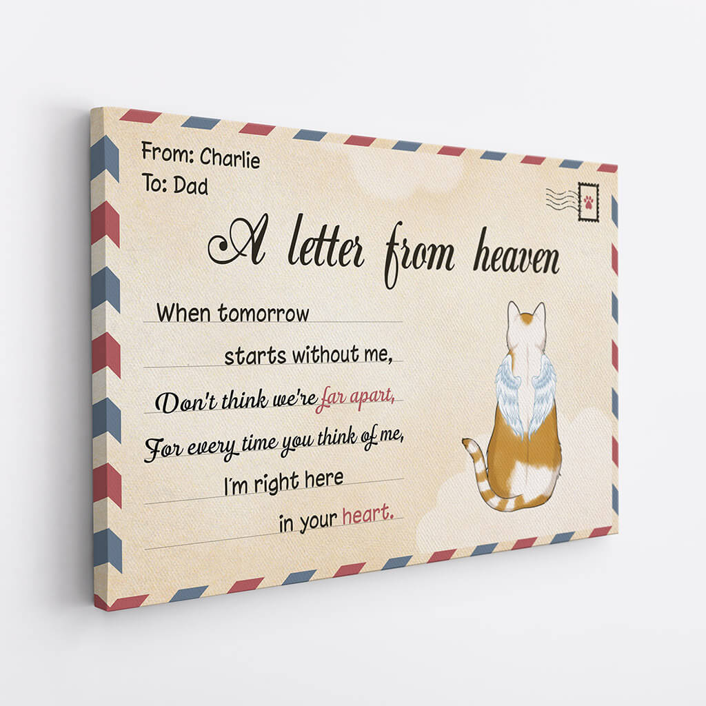 Personalized A Letter From Cat Heaven Canvas
