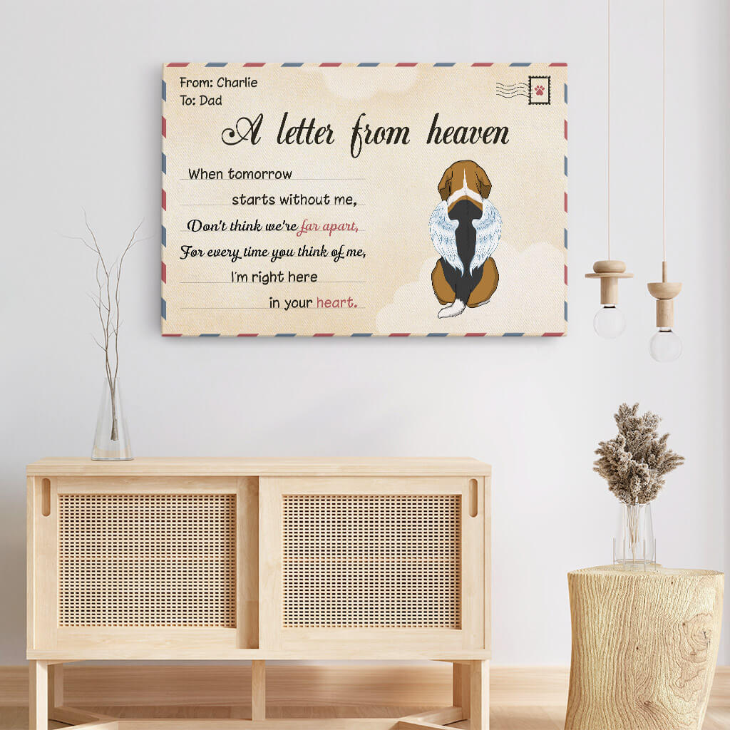 Personalized My Lovely Dog's Letter From Heaven Canvas