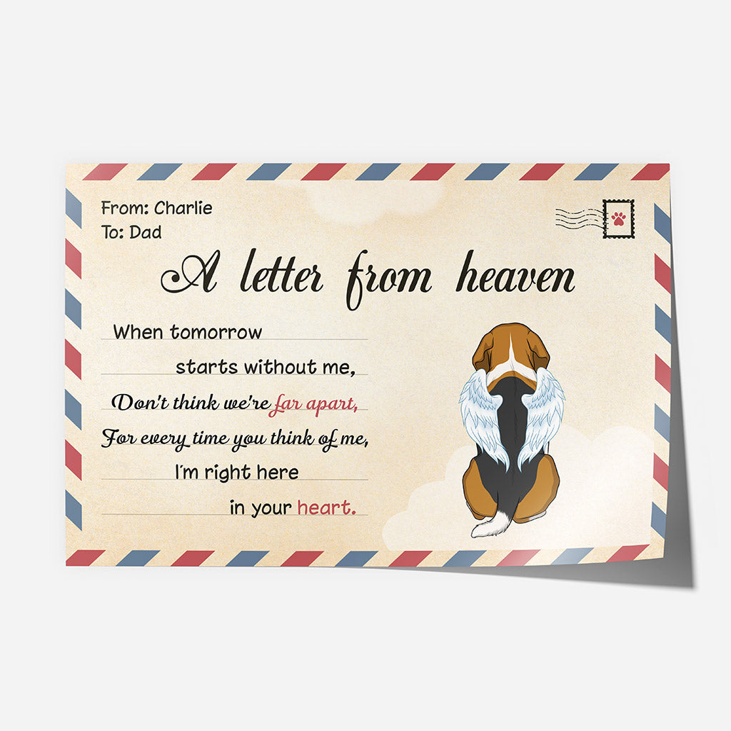 A Letter From Heaven Poster - Personalized Dog Memorial Gifts For Pet Owners