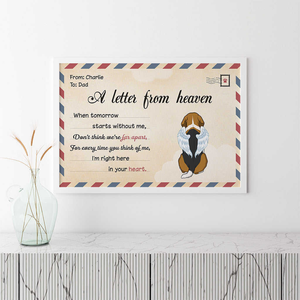 A Letter From Heaven Poster - Personalized Dog Memorial Gifts For Pet Owners