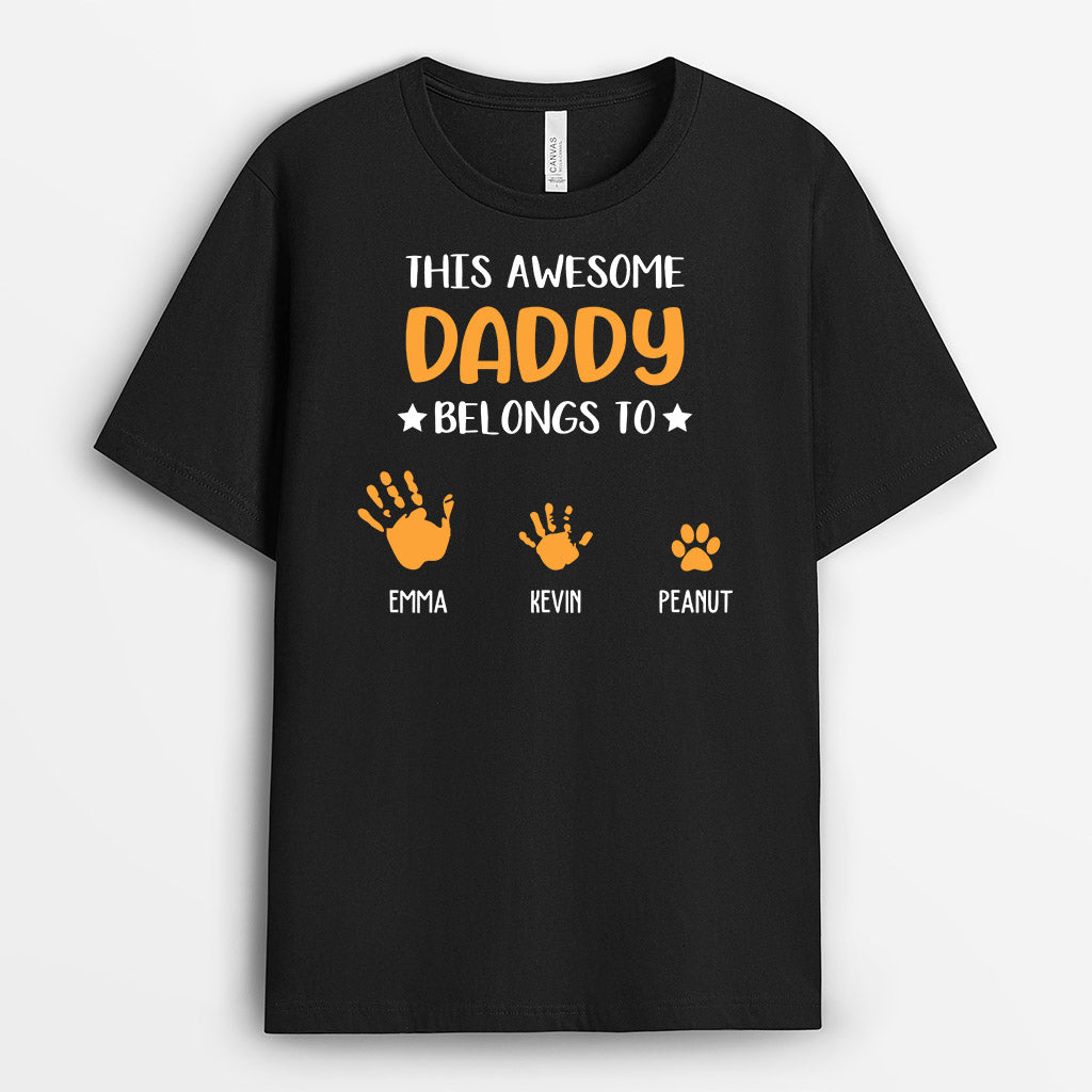 This Awesome Daddy Belongs To - Personalized Fathers Day Shirts for Dog Lovers