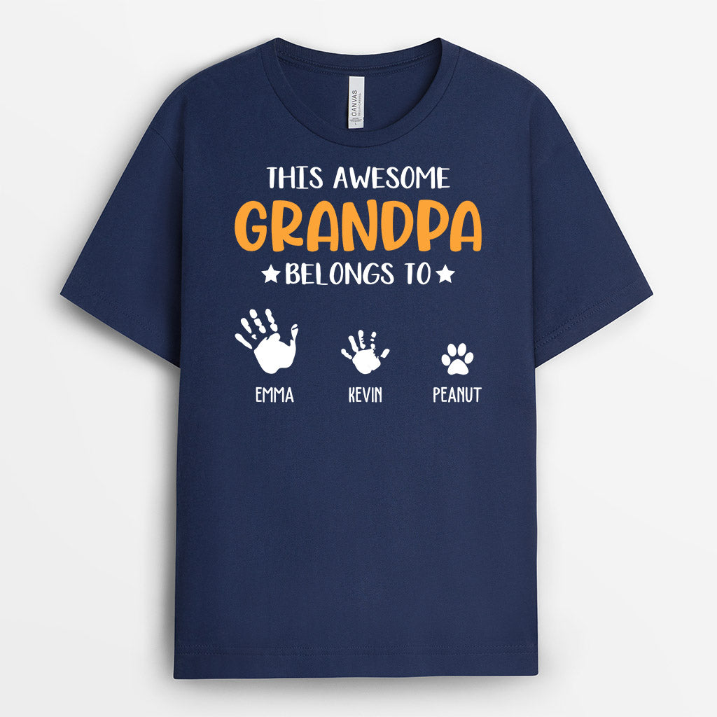 This Awesome Daddy Belongs To - Personalized Fathers Day Shirts for Dog Lovers