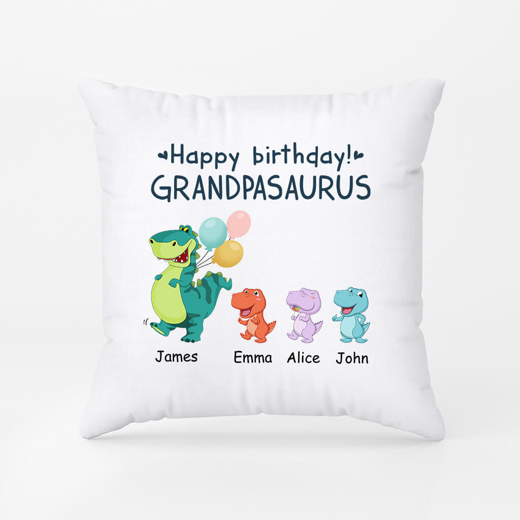 Personalized Happy Birthday Grandpasaurus Daddysaurus Pillow