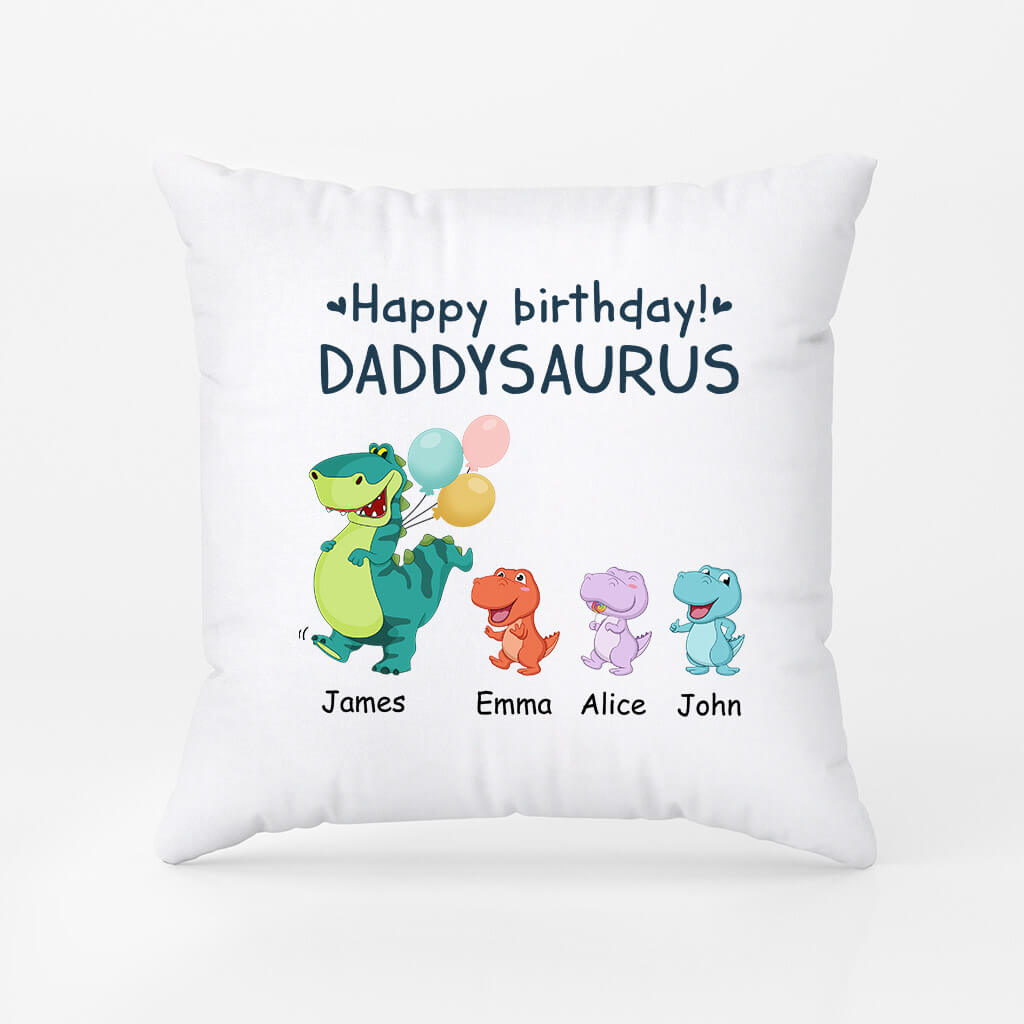 Personalized Happy Birthday Grandpasaurus Daddysaurus Pillow