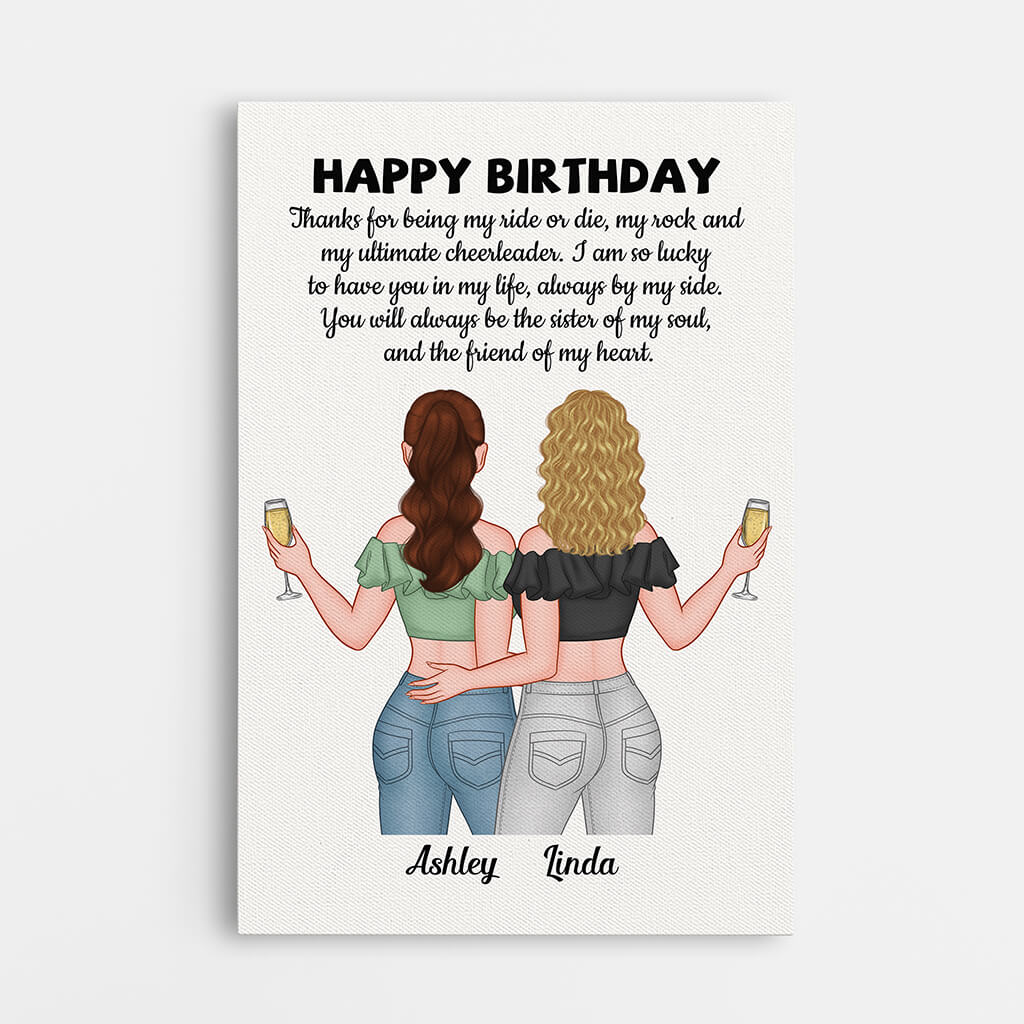 Personalized Happy Birthday Sister Of My Soul Canvas