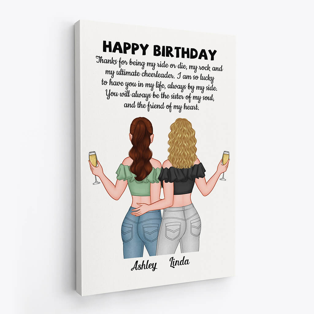 Personalized Happy Birthday Sister Of My Soul Canvas