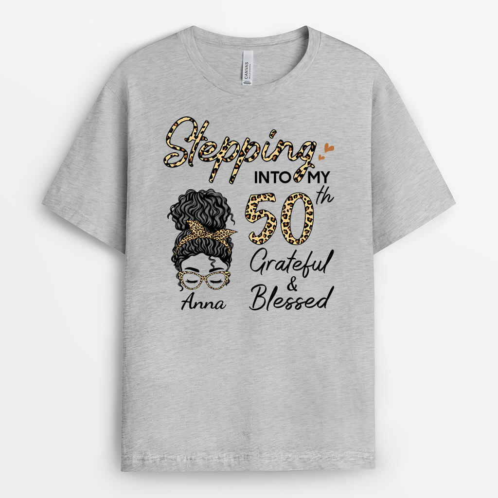 Stepping Into My Birthday Grateful & Blessed - Personalized Birthday T Shirt Design
