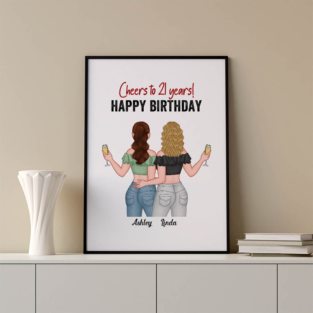 Personalized Cheers To Years Happy Birthday Poster