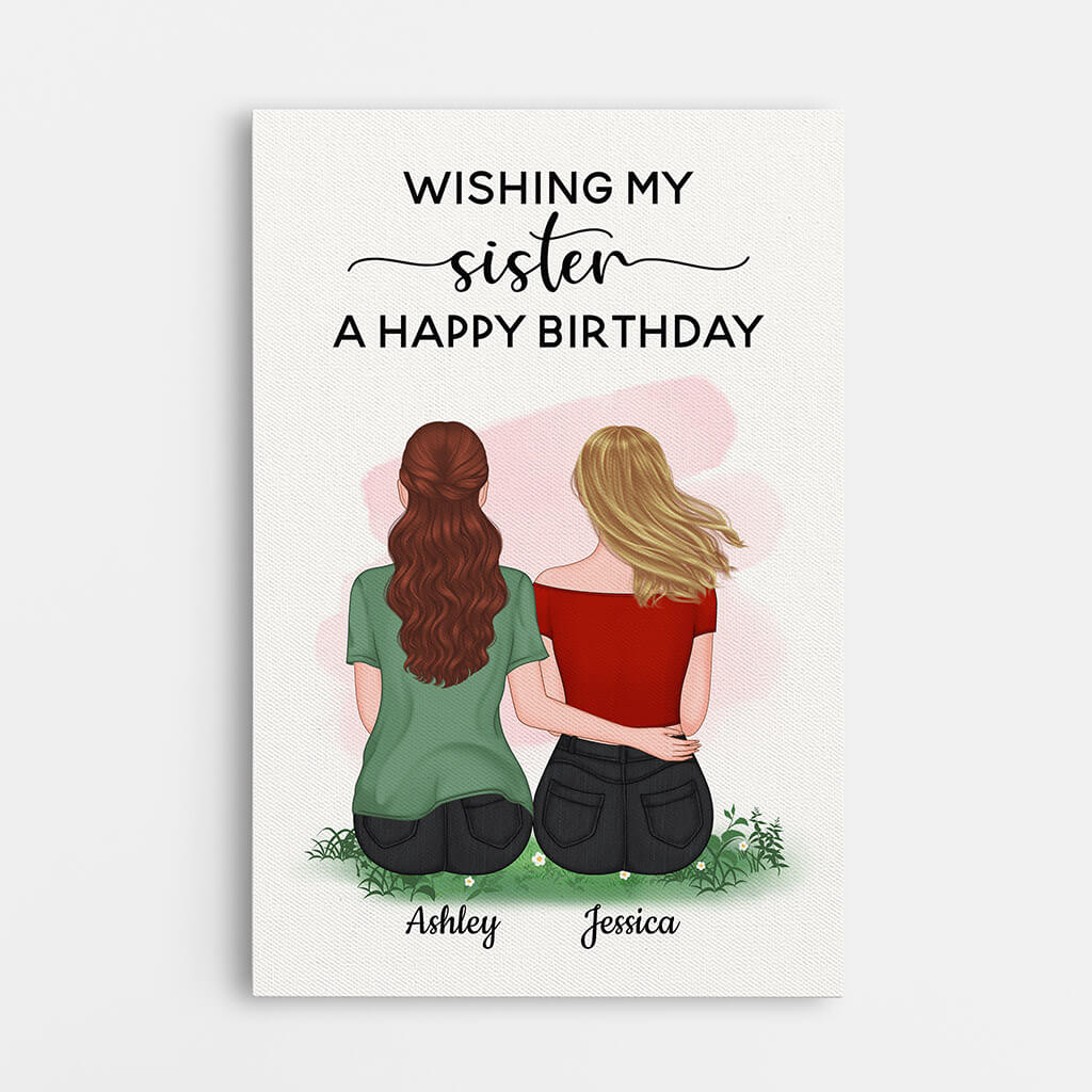 Personalized Wishing My Sister A Very Happy Birthday Canvas