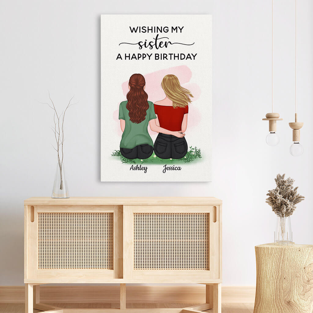 Personalized Wishing My Sister A Very Happy Birthday Canvas