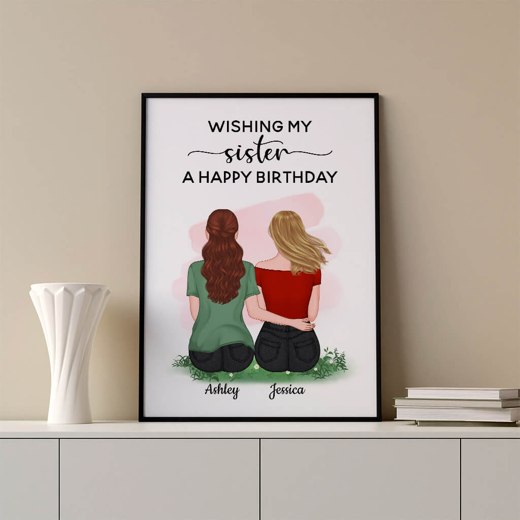 Personalized Wishing My Sister A Happy Birthday Poster