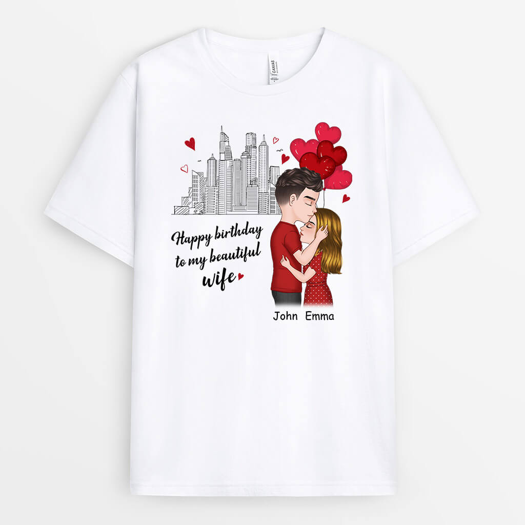 Personalized Happy Birthday My Beautiful Wife T-Shirt