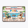 Personalized Welcome to Grandpa & Grandma's Swimming Pool Metal Signs
