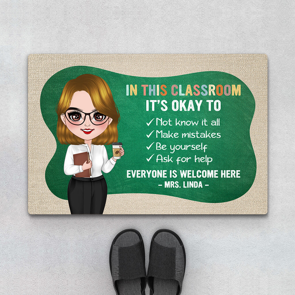 Personalized Everybody Is Welcome Here In Teacher's Classroom Doormats