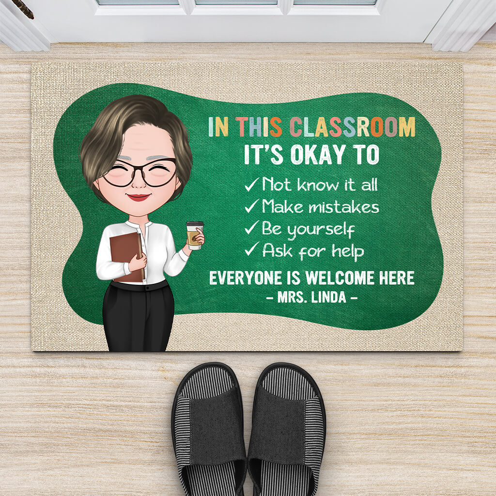 Personalized Everybody Is Welcome Here In Teacher's Classroom Doormats