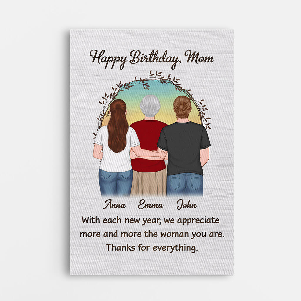 Personalized Happy Birthday Mom Canvas