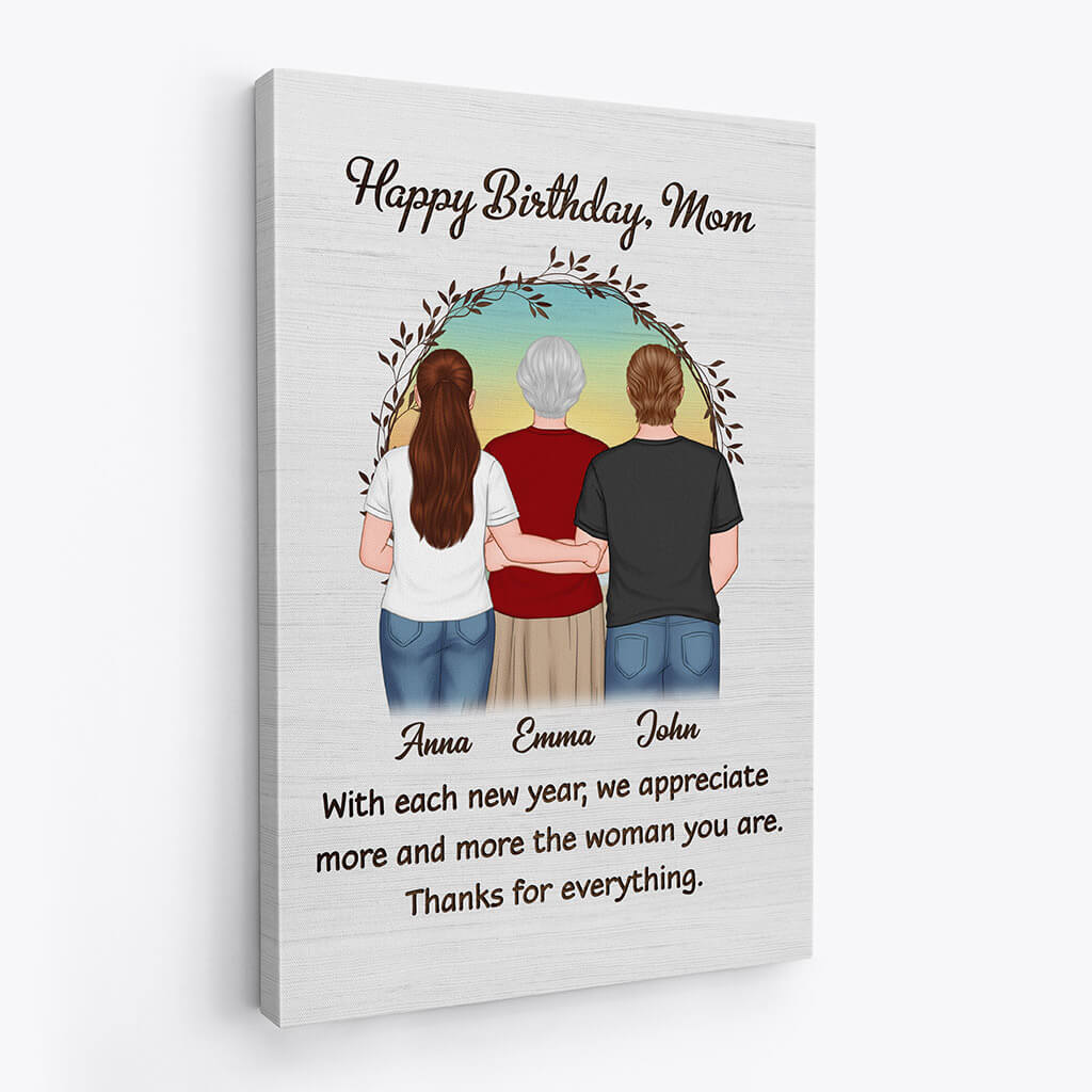 Personalized Happy Birthday Mom Canvas