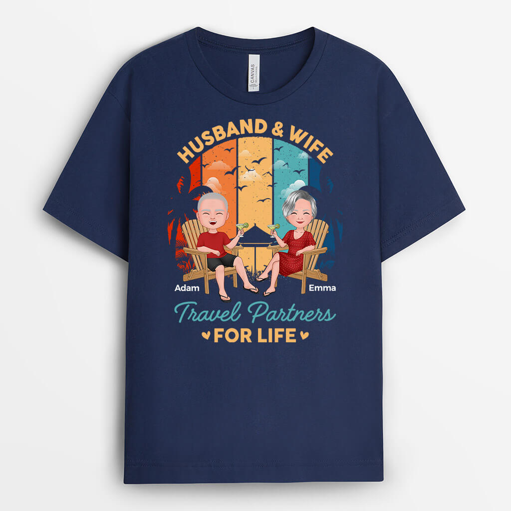 Personalized Husband & Wife Travel Partners T-Shirts