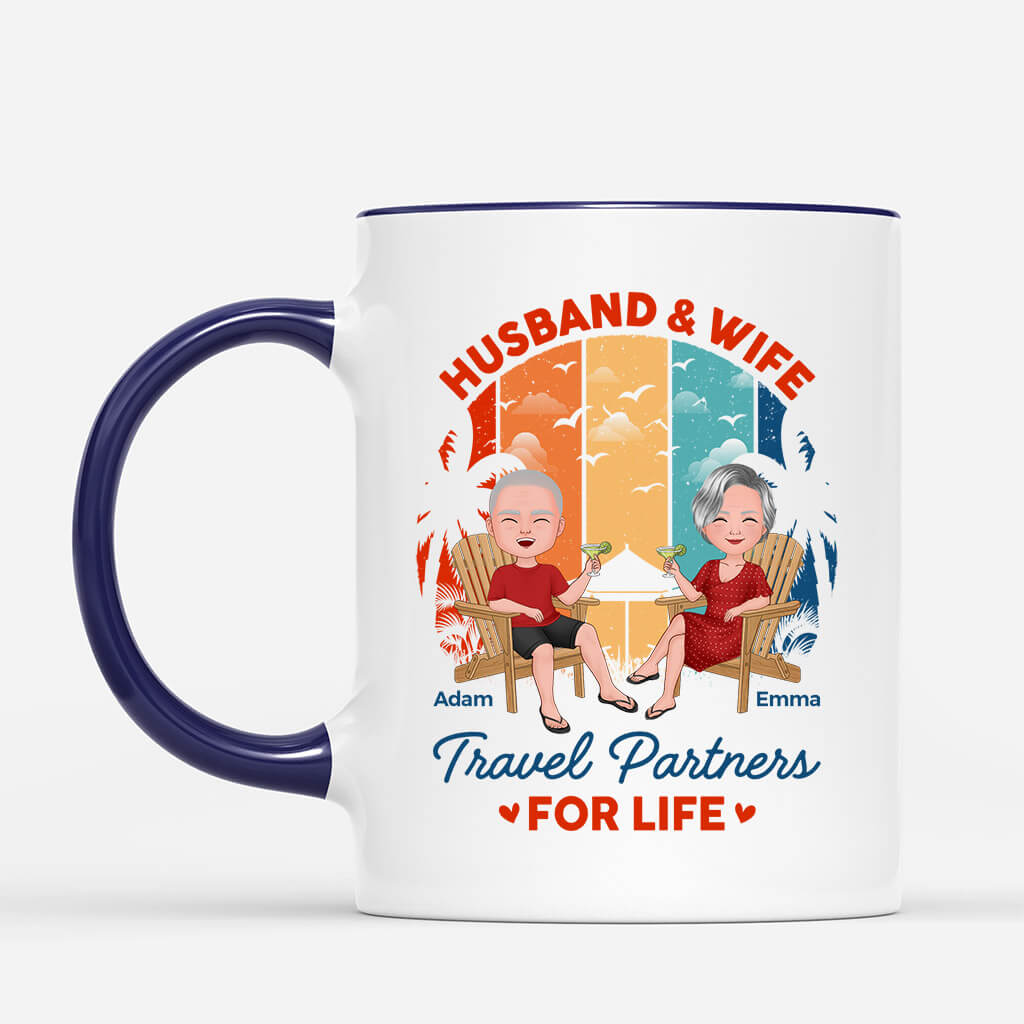 Personalized Husband & Wife Travel Partners Mugs
