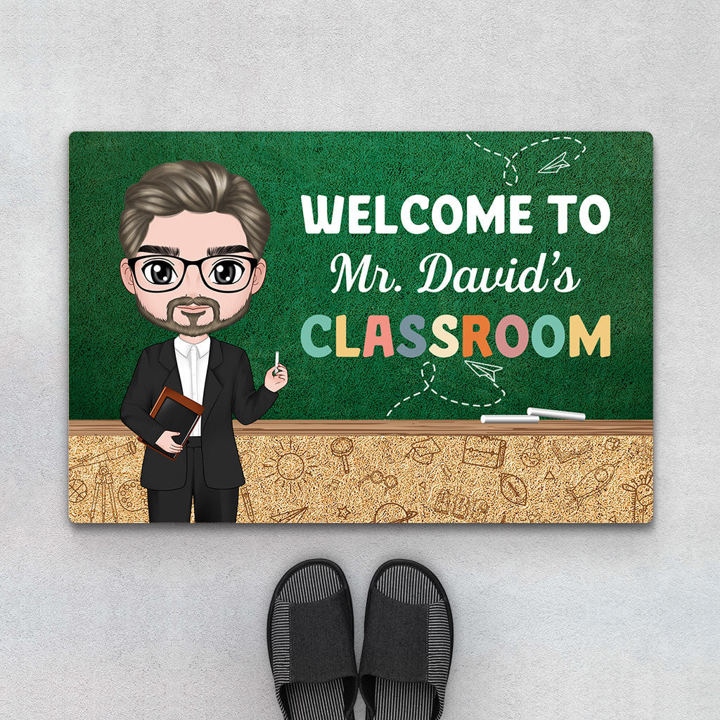 Personalized Welcome to Teacher's Happy Classroom Doormats