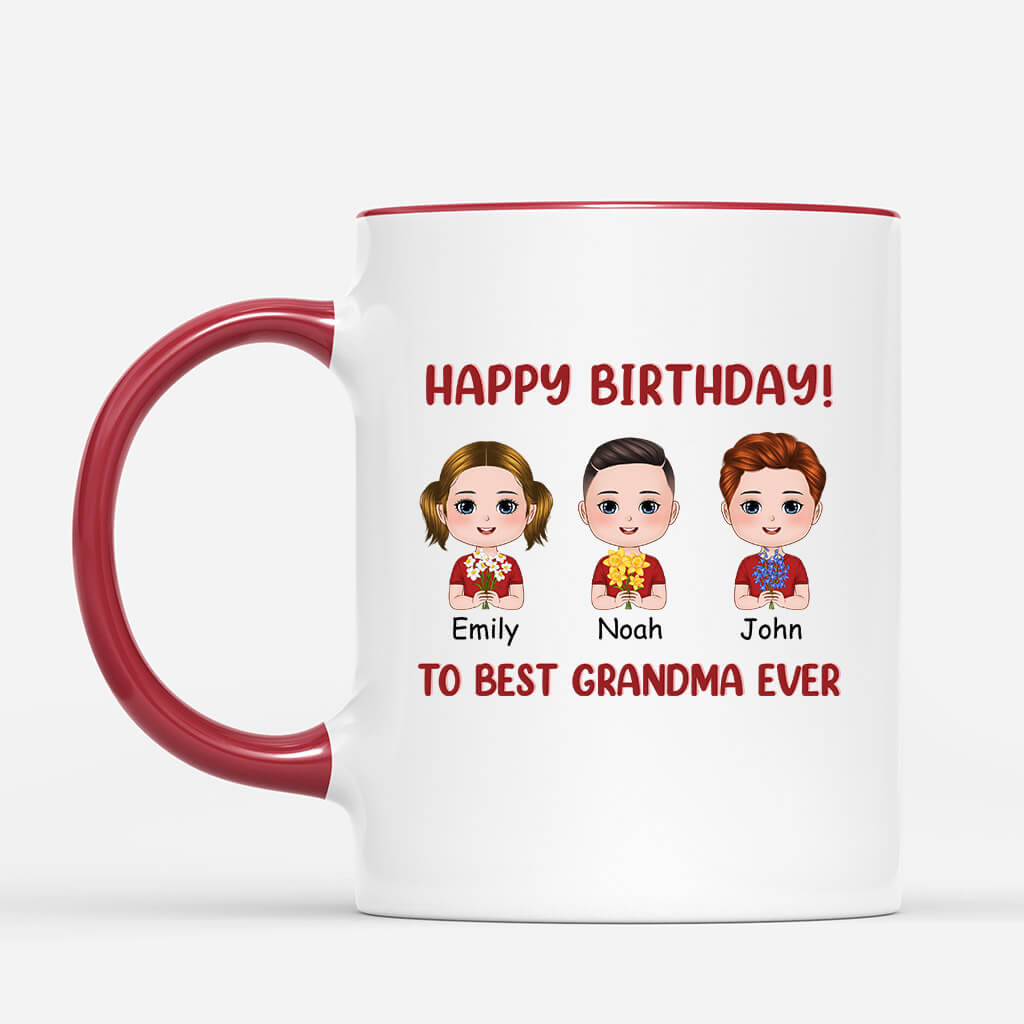 Personalized Happy Birthday To Very Best Grandma/Mom Ever Mugs