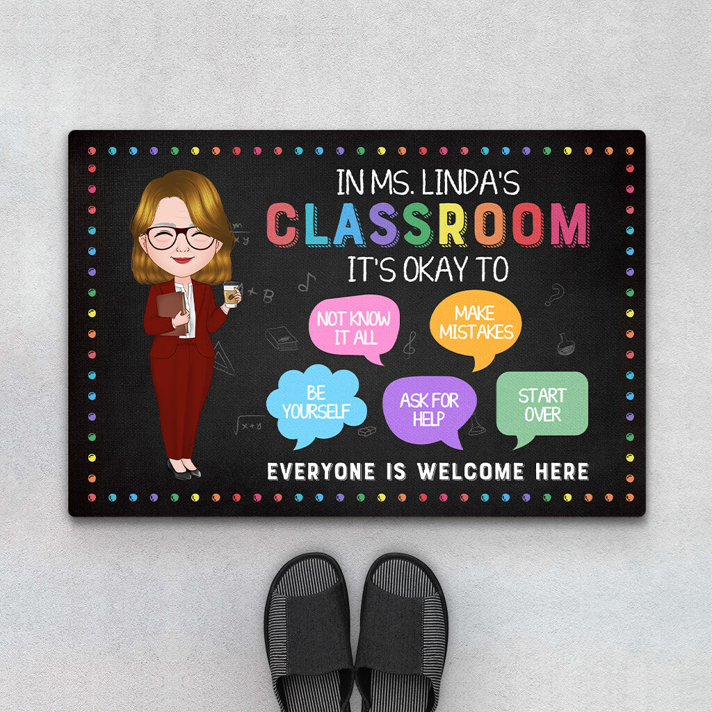 Personalized Everybody Is Welcome To Teacher's Classroom Doormat