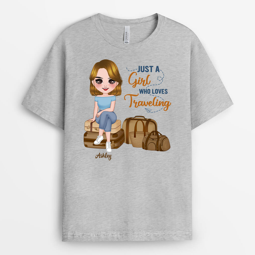 Personalized Just A Little Girl Who Love Traveling T-Shirts