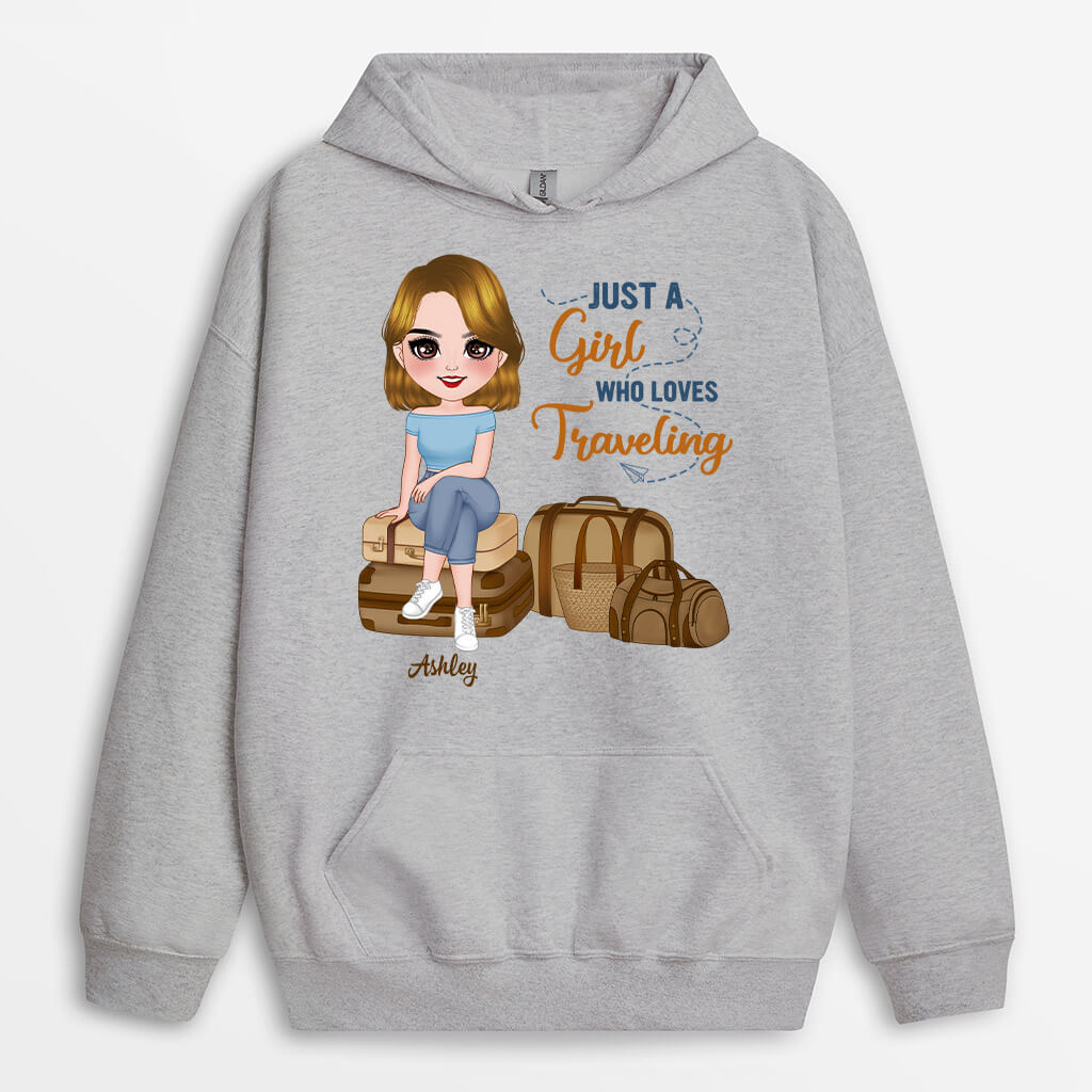 Personalized Just A Little Girl Who Love Traveling Hoodies