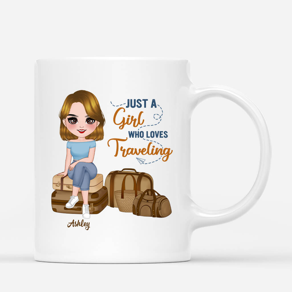 Personalized Just A Little Girl Who Loves Traveling Mugs