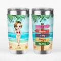 Personalized Beach Is My Happy Place Tumbler