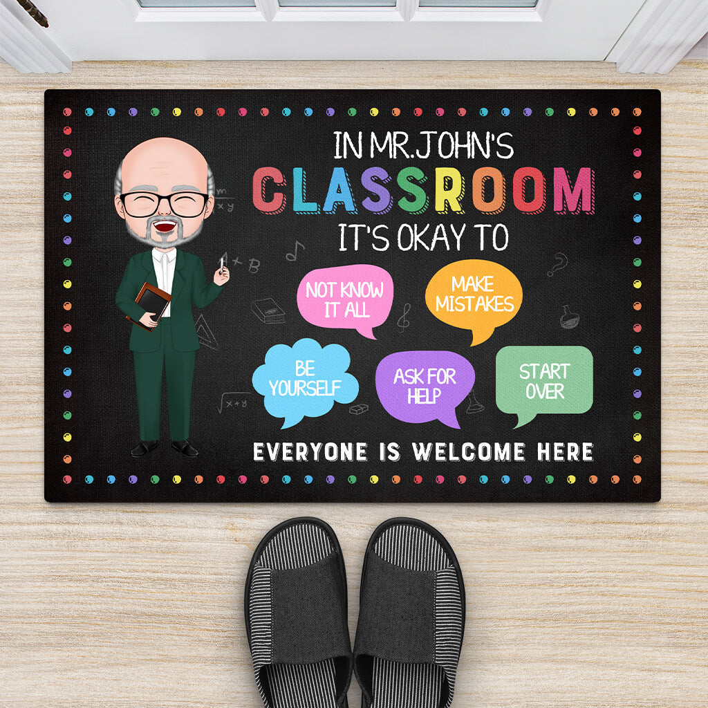 Personalized Everybody Is Welcome To Teacher's Happy Classroom Doormat