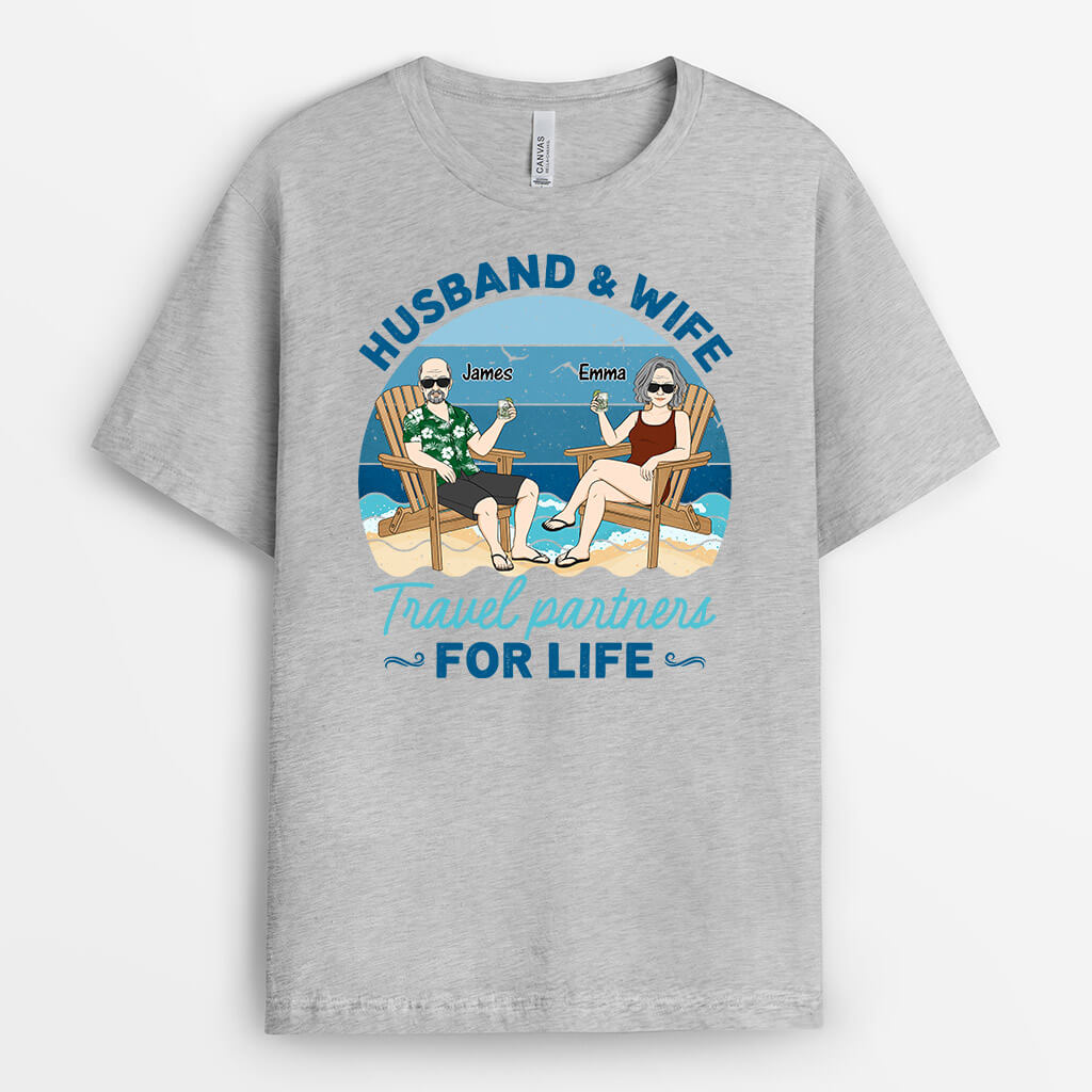 Personalized Husband & Wife Travel Partners For Life T-Shirts