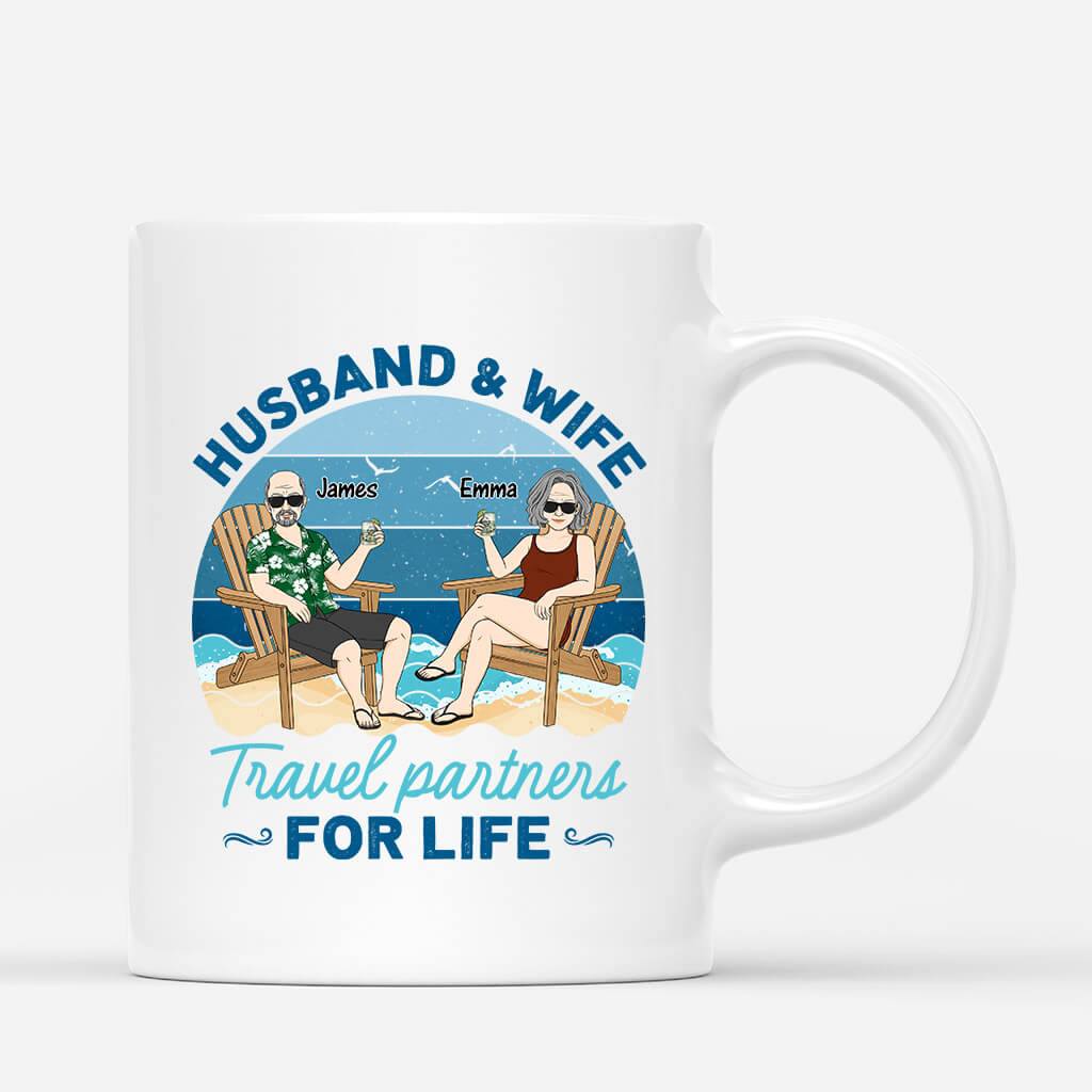 Personalized Husband & Wife Travel Partners For Life Mugs
