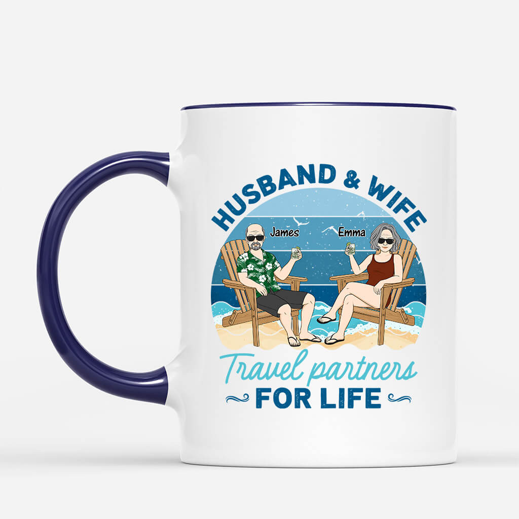 Personalized Husband & Wife Travel Partners For Life Mugs