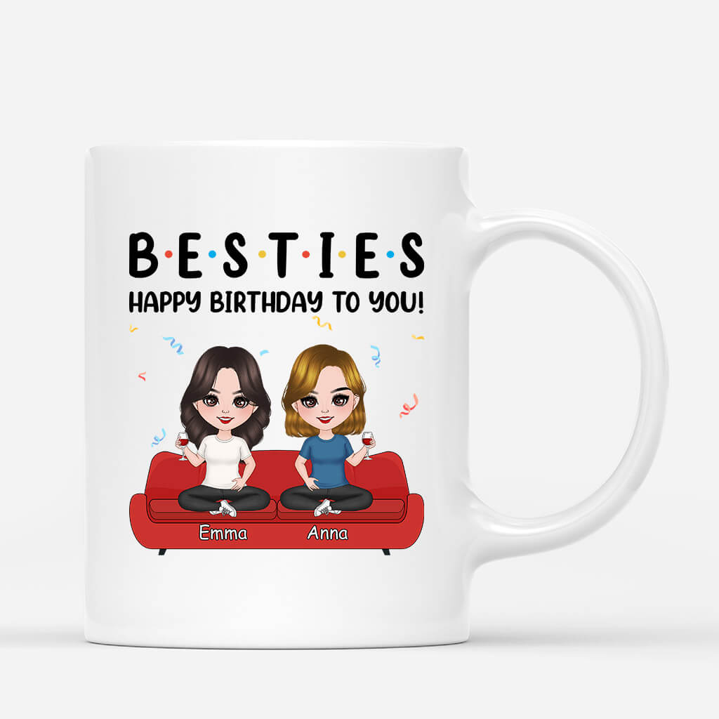 Personalized Besties Happy Birthday Mug