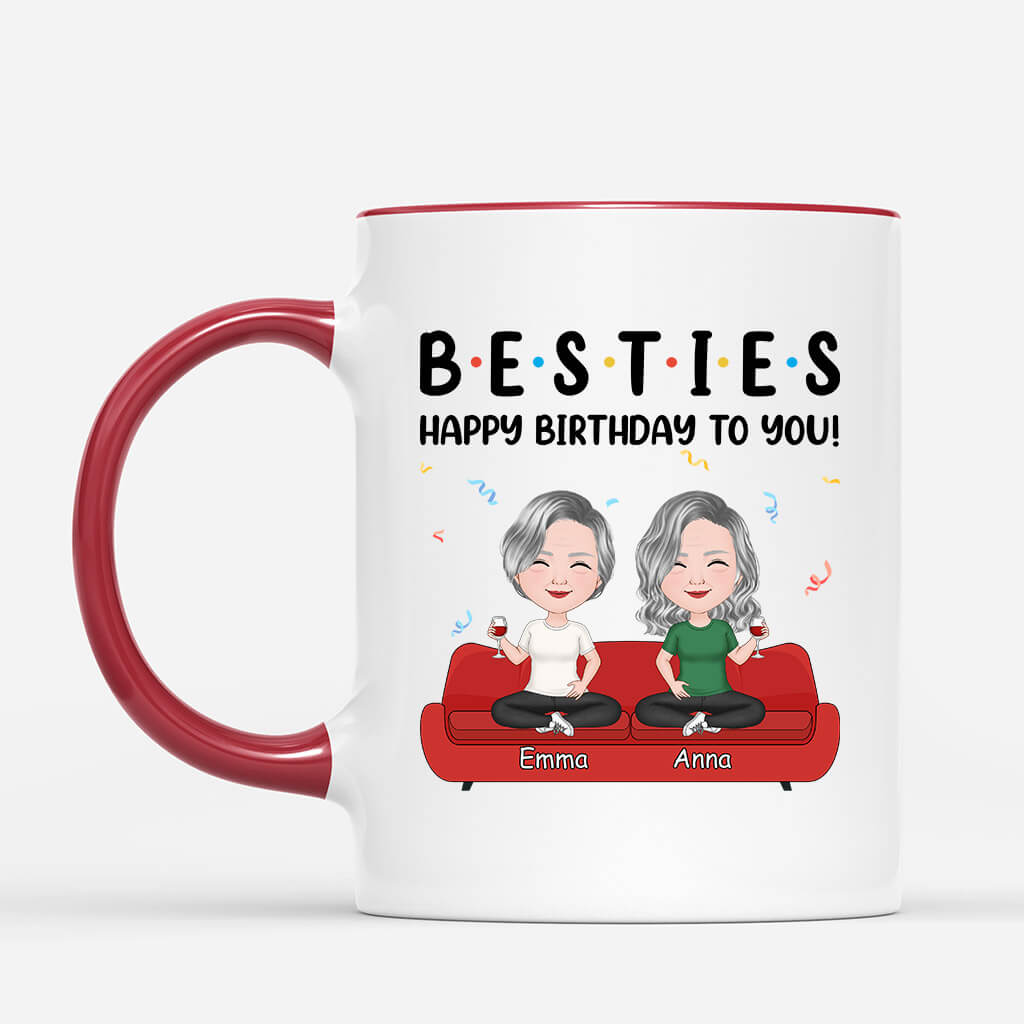 Personalized Besties Happy Birthday Mug