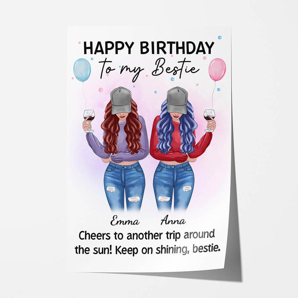 Personalized Happy Birthday To My Bestie Poster
