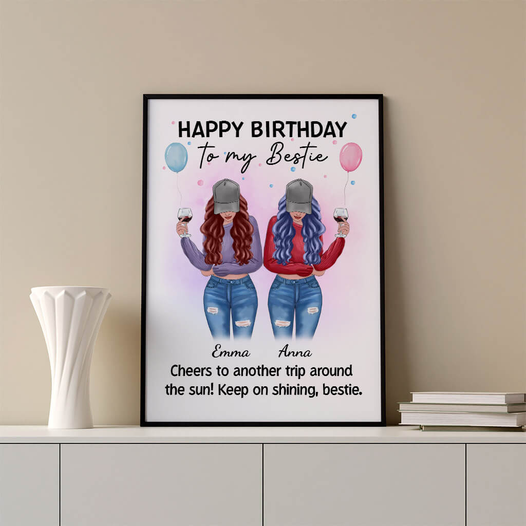 Personalized Happy Birthday To My Bestie Poster