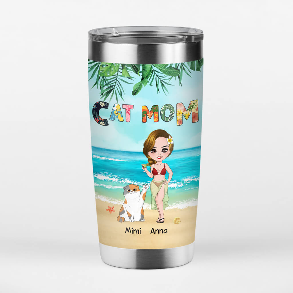 Personalized Cat Mom Tumbler