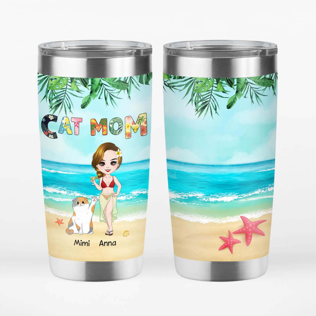 Personalized Cat Mom Tumbler