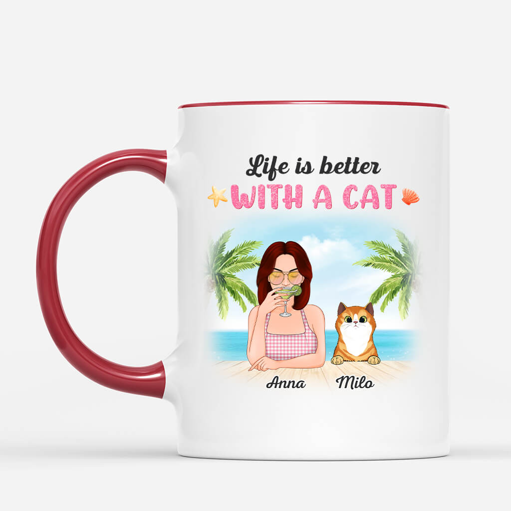 Life Is Better With A Cat - Personalized Cat Cups
